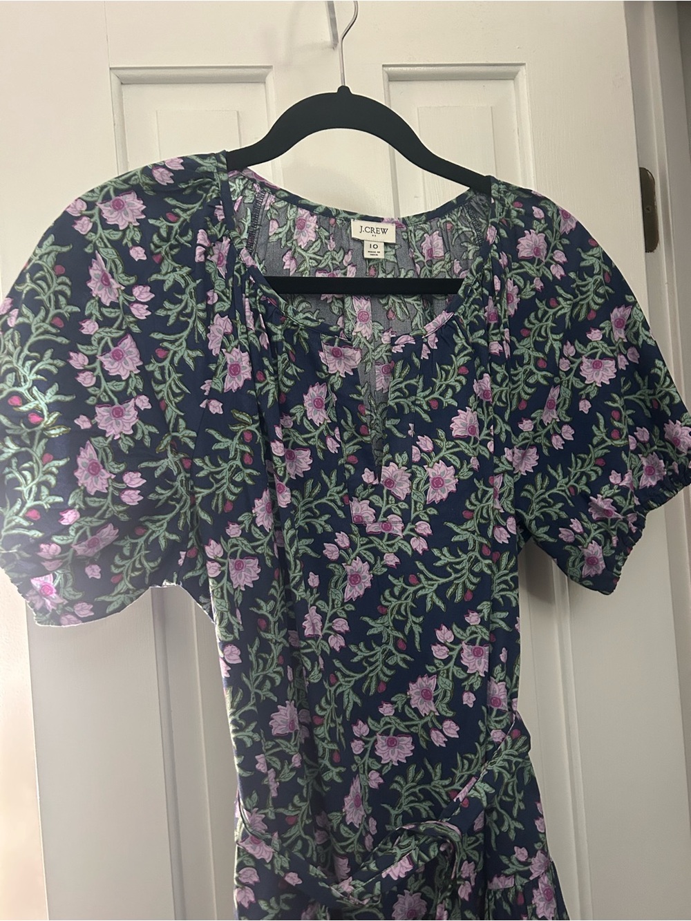 J. Crew Navy Dress with Lavender Floral Print